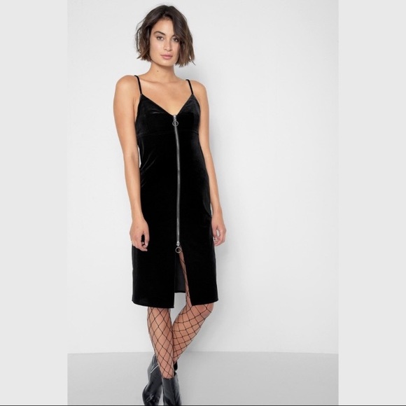 [S] 7 For All Mankind Velvet Zipper Sheath Dress - Picture 2 of 7
